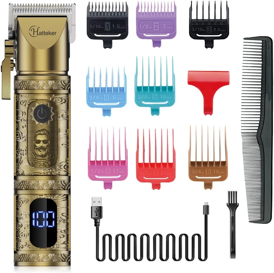 Cordless Affordable Hair Clippers Rechargeable LED Display (Gold)