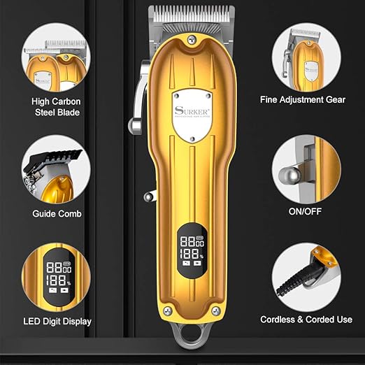 NBHS Hair Clippers For Men Professional Beard Trimmer Cordless Hair Cutting Grooming Kit