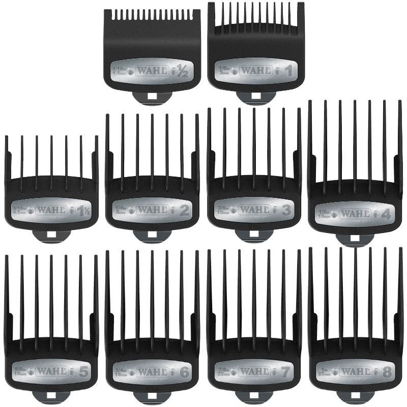 Wahl Premium Guide Combs 10pk – #0.5 to #8 Secure-Fit Clipper Attachments