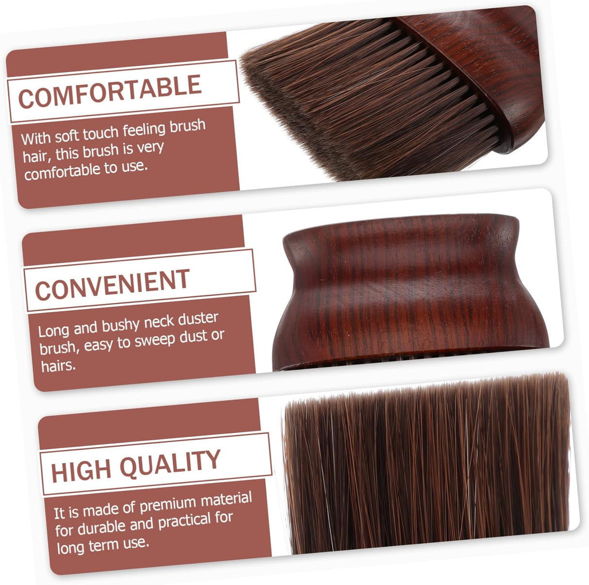 Barber Top Neck Brush - Flat Wood Handle Dark Chocolate