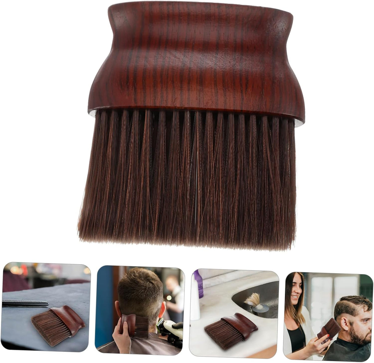 Barber Top Neck Brush - Flat Wood Handle Dark Chocolate