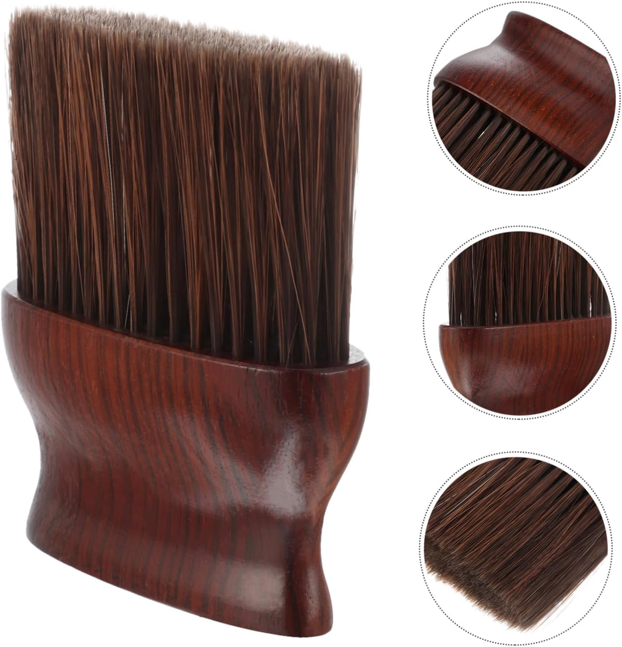 Barber Top Neck Brush - Flat Wood Handle Dark Chocolate