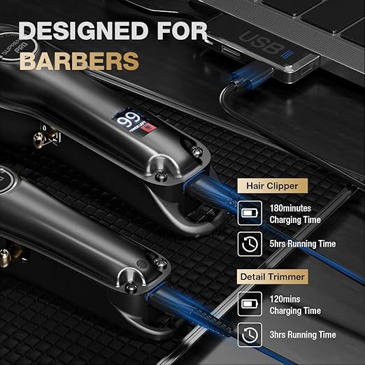 NBHS Professional Hair Clippers for Men - Barber Clipper Set with LED Display