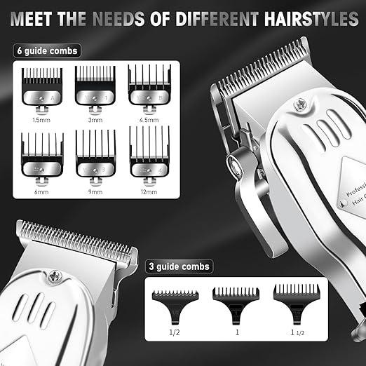 NBHS Hair Clippers For Men & Electric Shavers Professional Barber Hair Cutting Kit (Silver)