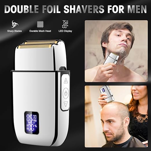 NBHS Hair Clippers For Men & Electric Shavers Professional Barber Hair Cutting Kit (Silver)