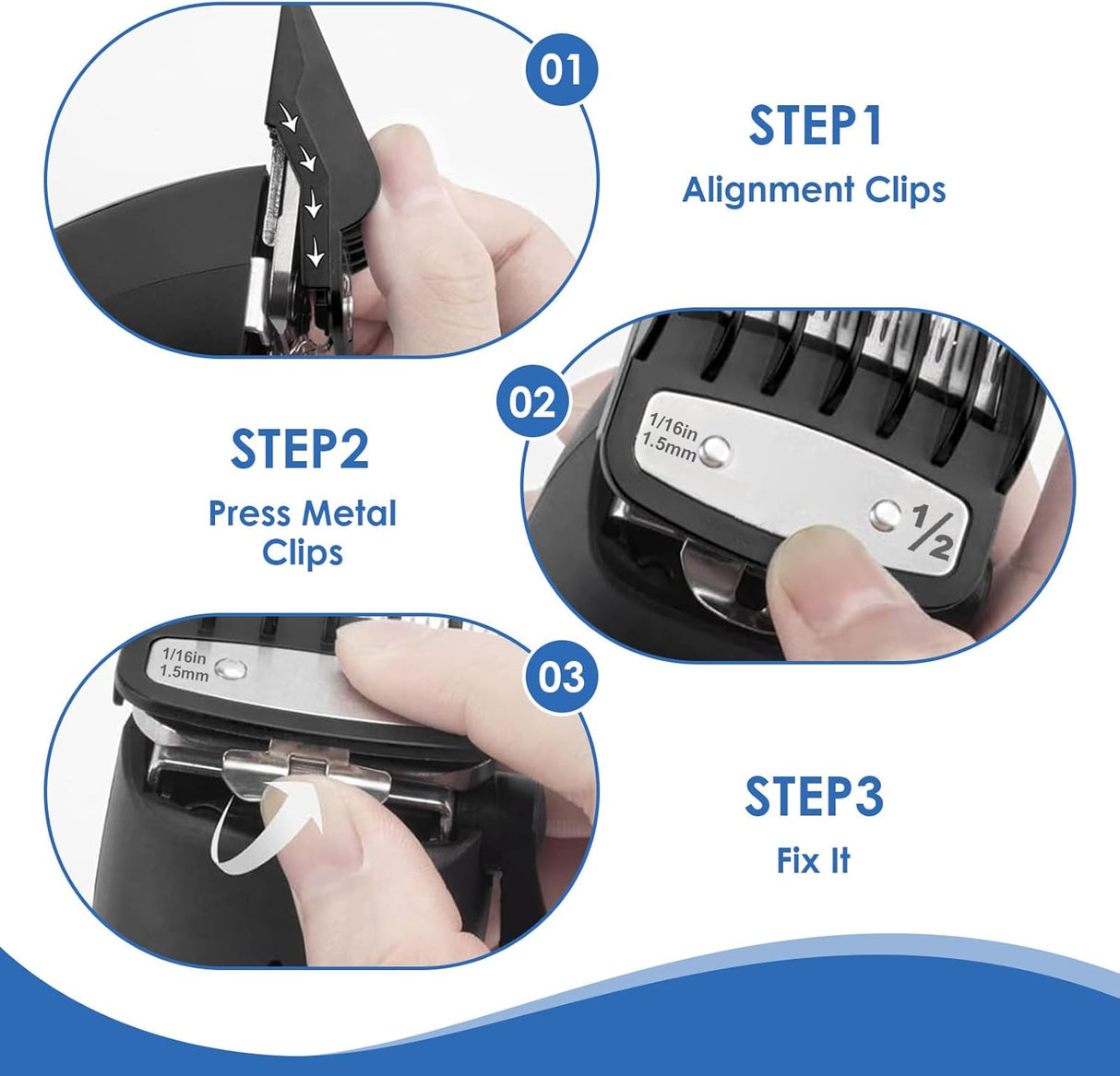 Wahl 1/2 Metal Clipper Guard 1.5mm Black – Guide Comb Attachment