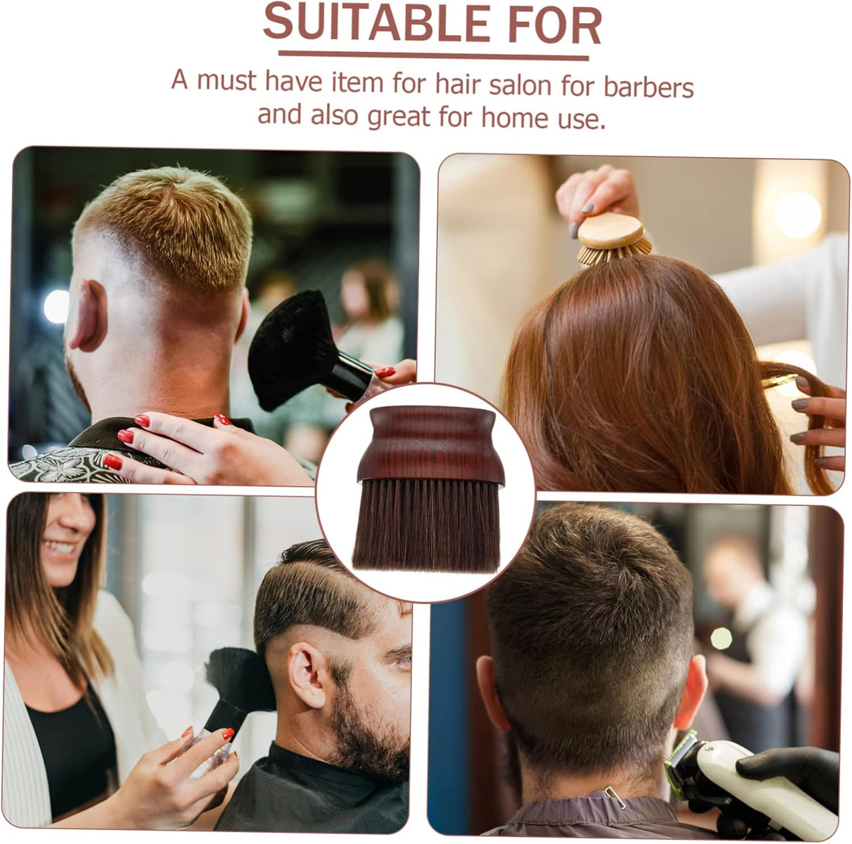 Barber Top Neck Brush - Flat Wood Handle Dark Chocolate