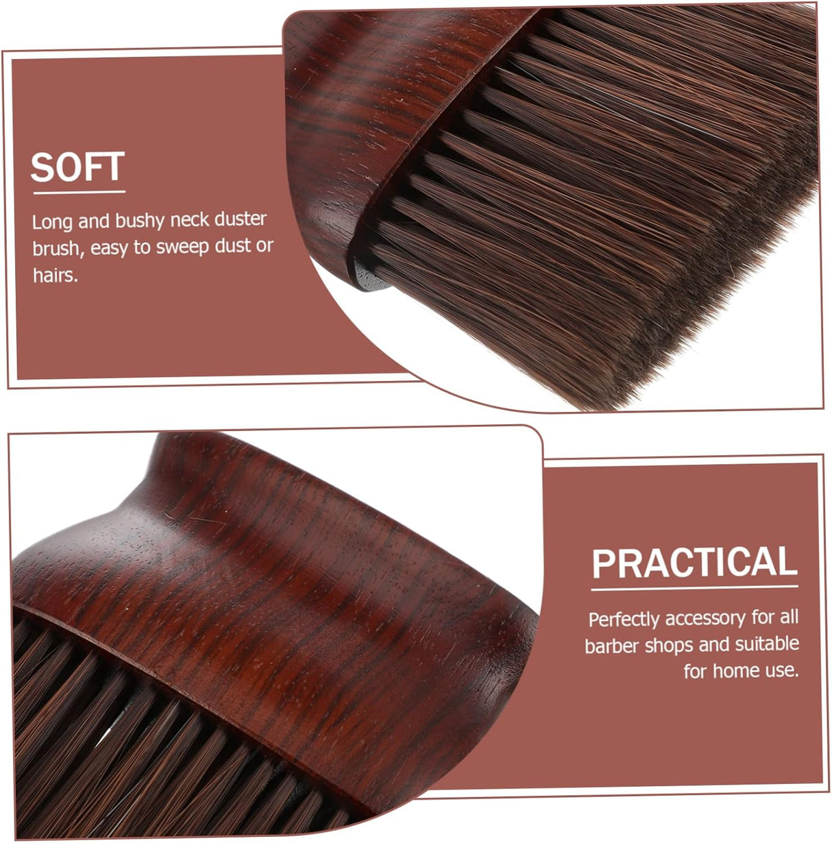 Barber Top Neck Brush - Flat Wood Handle Dark Chocolate