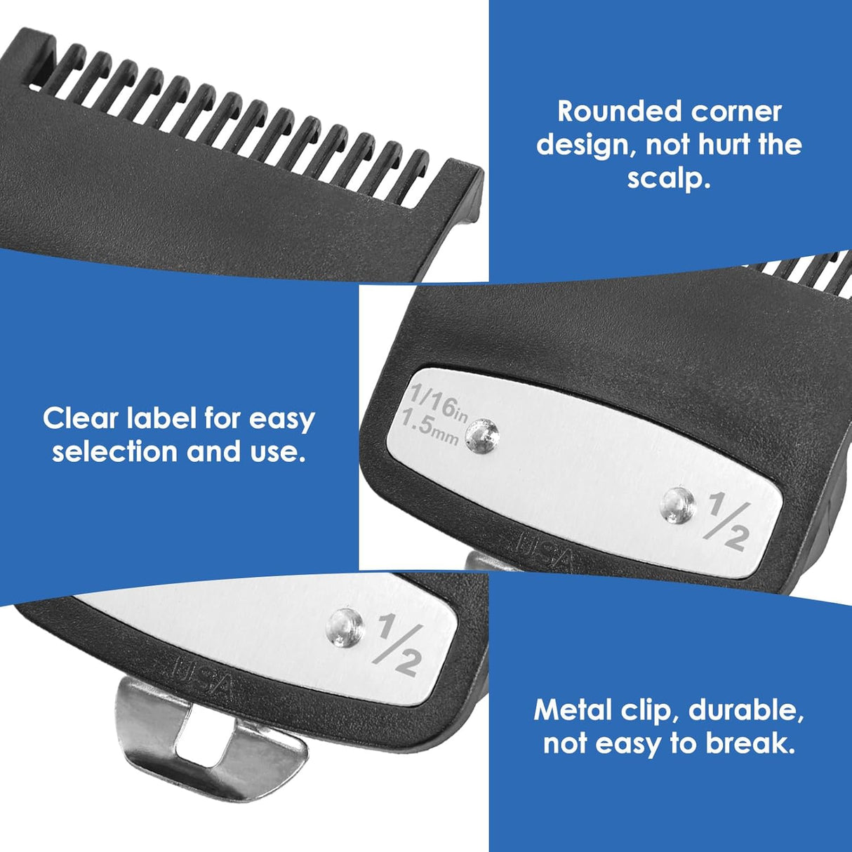 Wahl 1/2 Metal Clipper Guard 1.5mm Black – Guide Comb Attachment