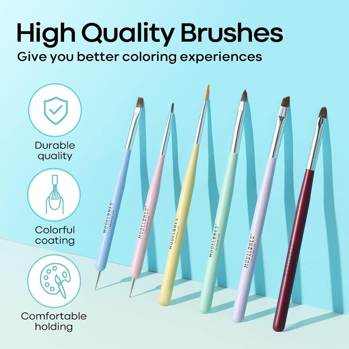 NBHS 6pcs Nail Art Brushes Set – Liner, Extension & Dotting Tools