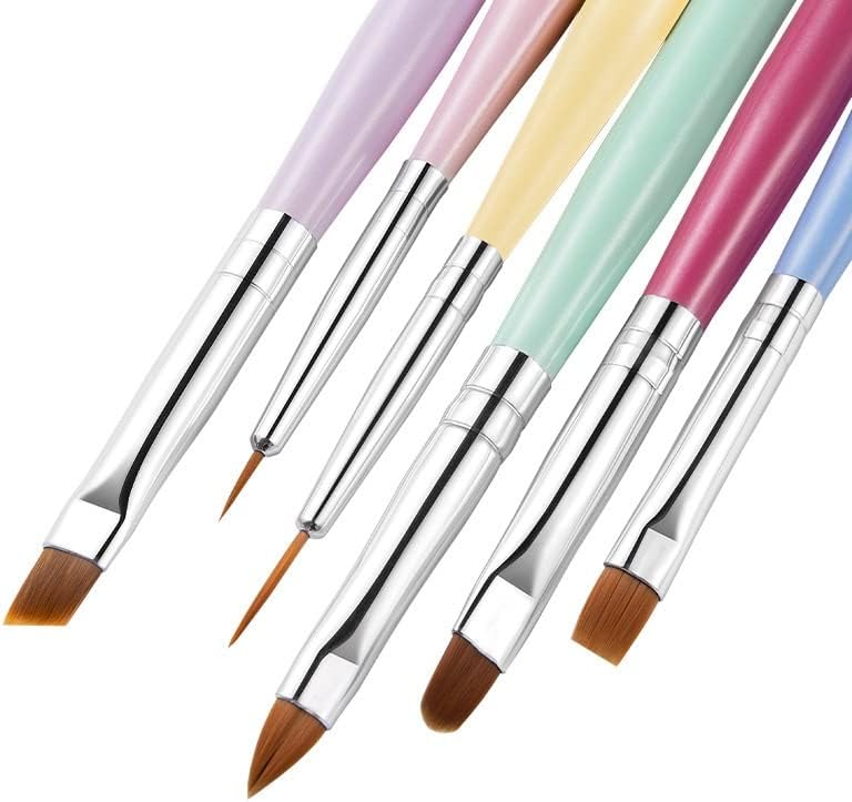 NBHS 6pcs Nail Art Brushes Set – Gel Extension, Liner & Painting Tools