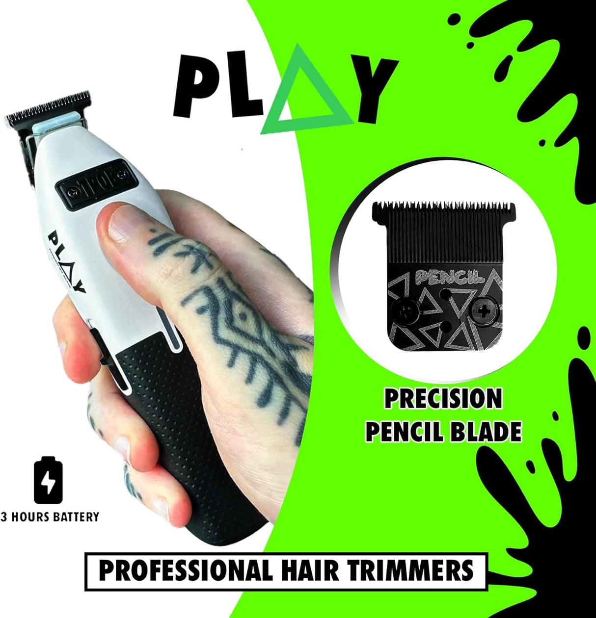 TPOB Play White Hair Trimmer for Men – 7000 RPM with Black Grips NBHS