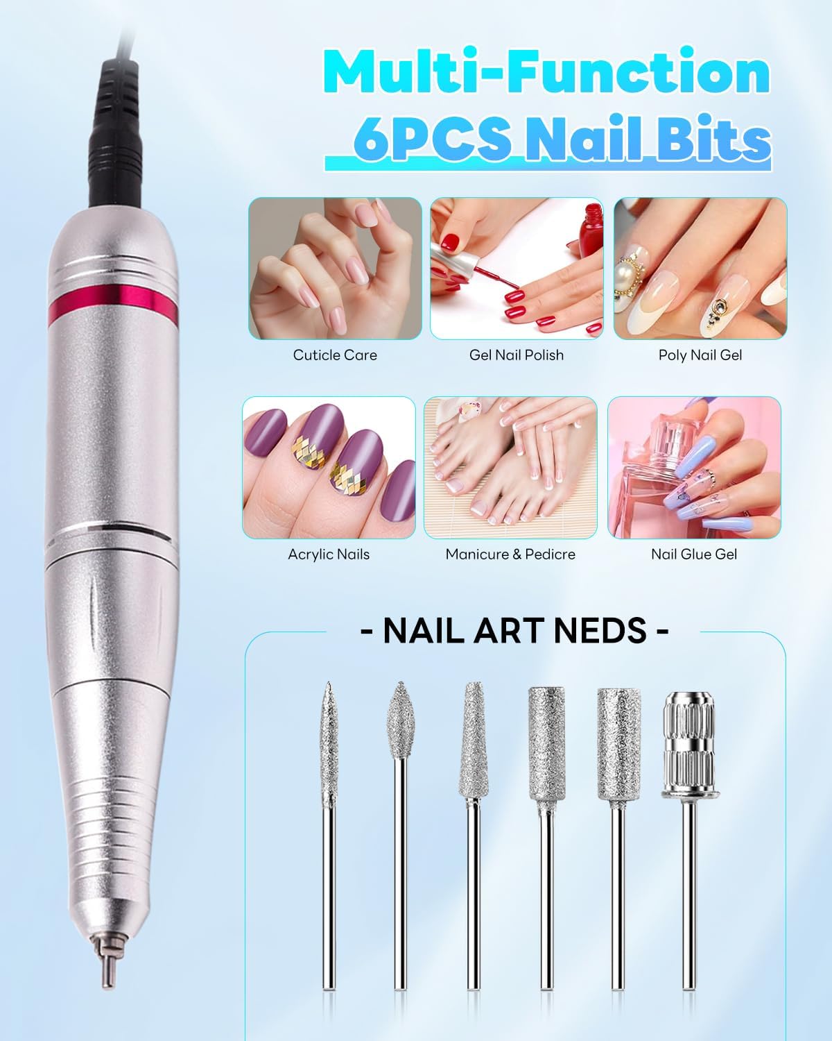 NBHS 45,000 RPM Professional Electric Nail Drill Machine – White