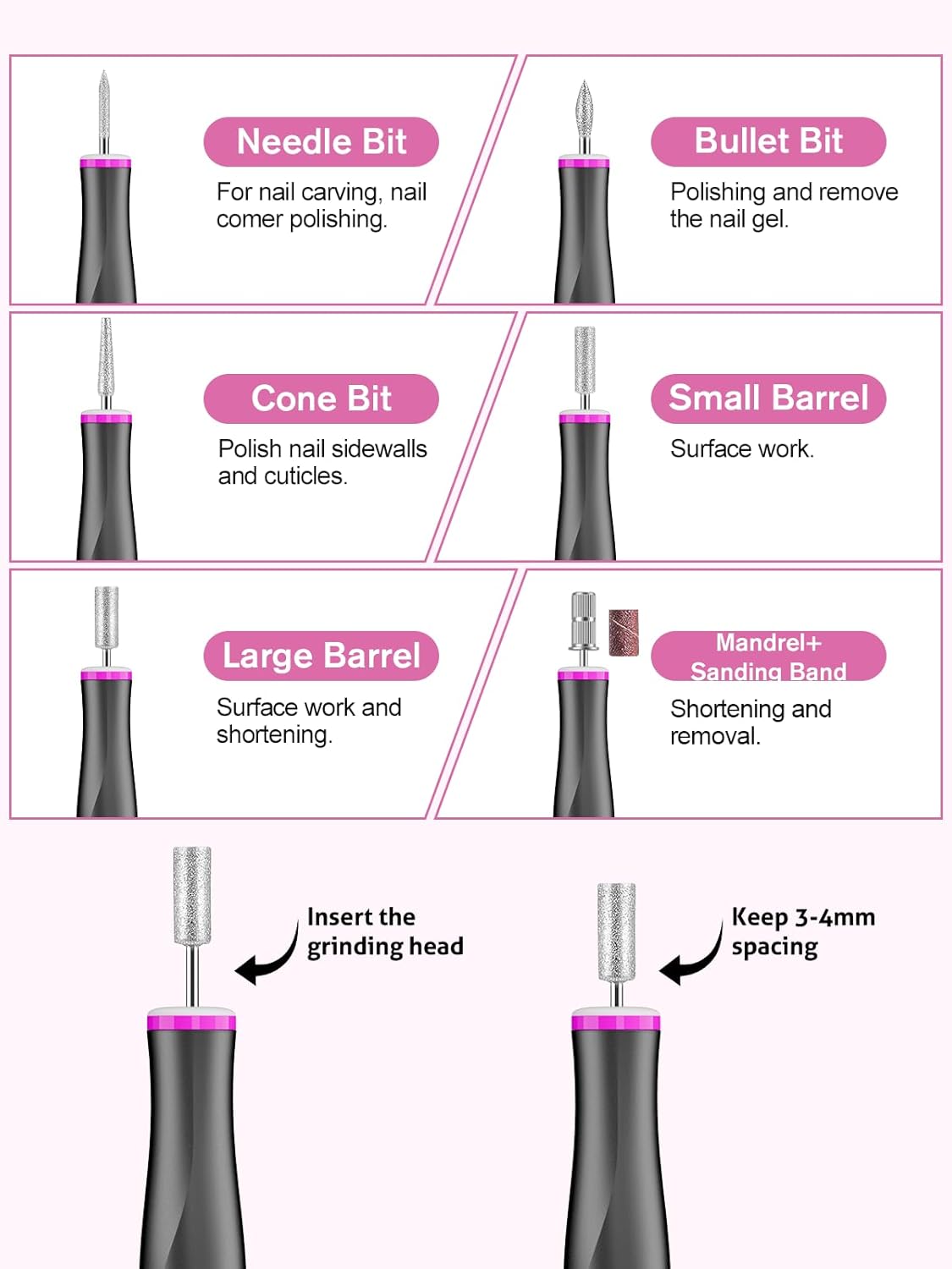 NBHS Cordless Rechargeable Nail Drill – 22,000 RPM Electric File (Gray)