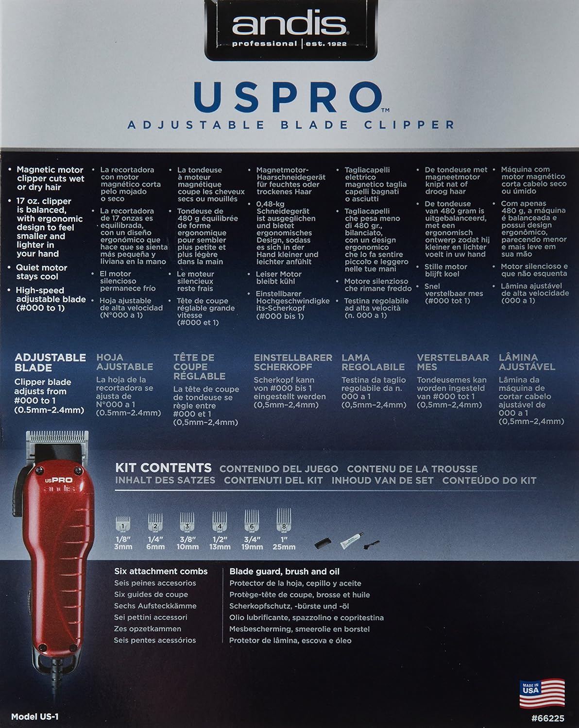 Andis US Pro High Speed Adjustable Blade Clipper