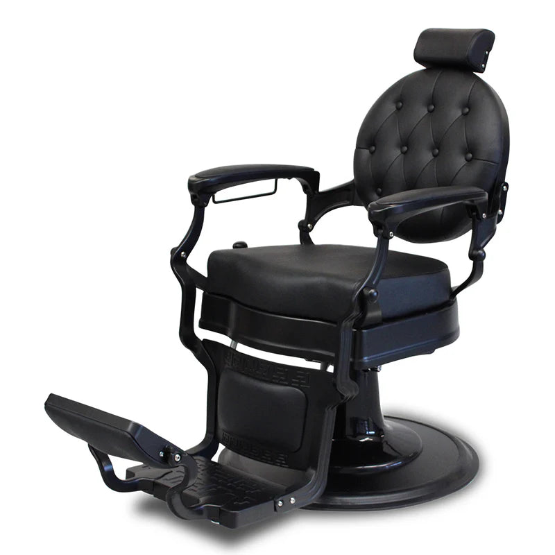 Full Black Barber Chair - Premium Hydraulic Model (7-Year Warranty)