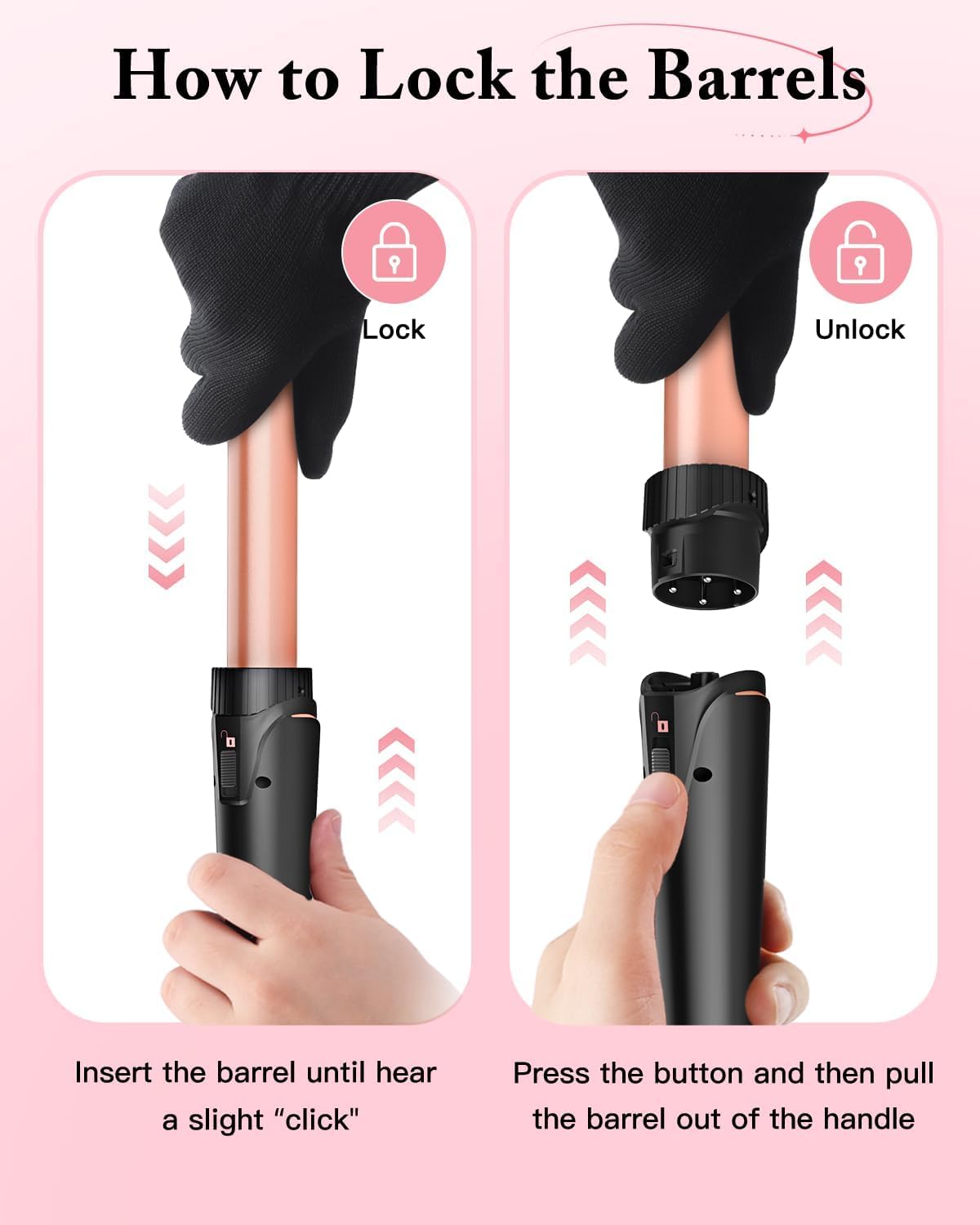 NBHS 5-in-1 Curling Wand Set – Rose Gold Hair Waver & Crimper Tool