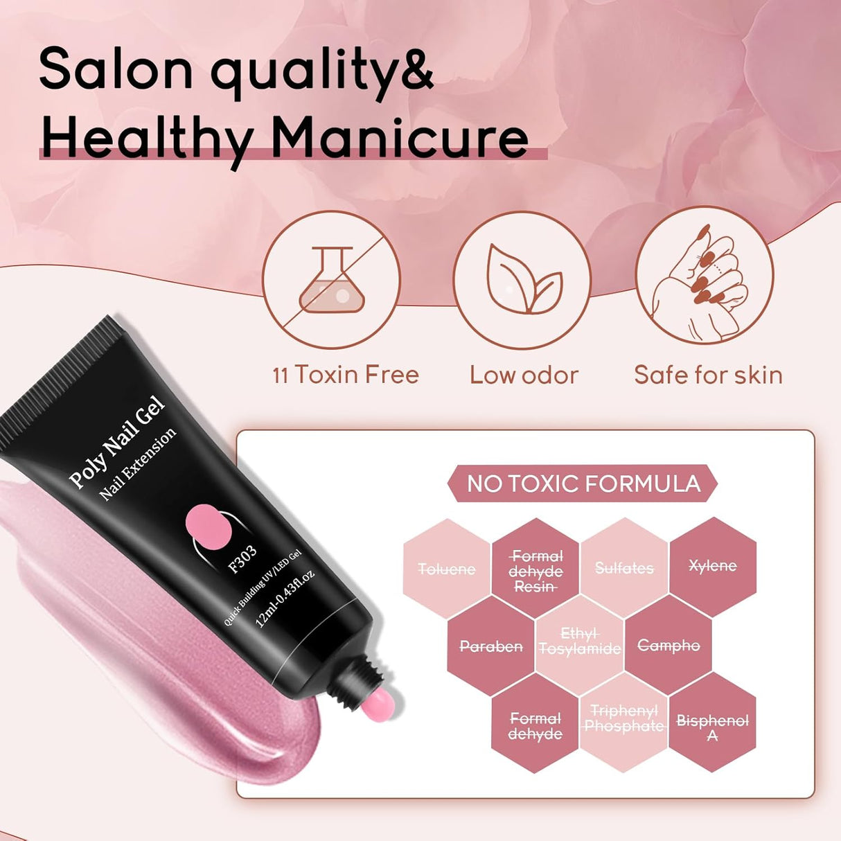 NBHS 14-Color Poly Nail Gel Kit with Lamp – All-in-One Extension Set