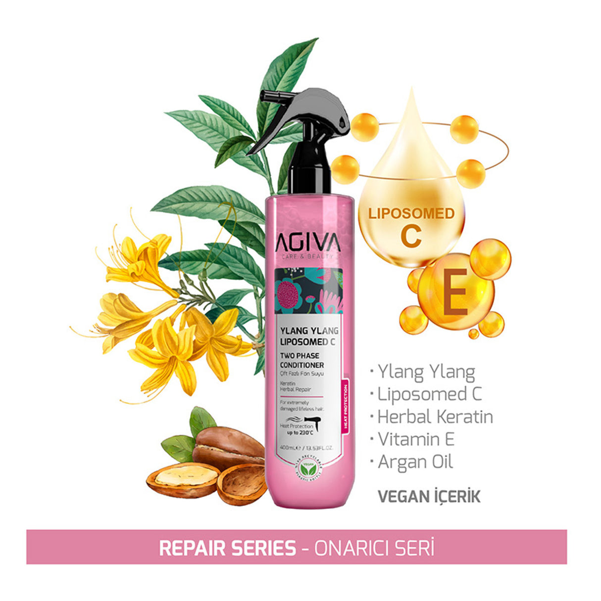 Agiva Ylang Ylang Liposomed C Two Phase Conditioner 400ml (Pink)