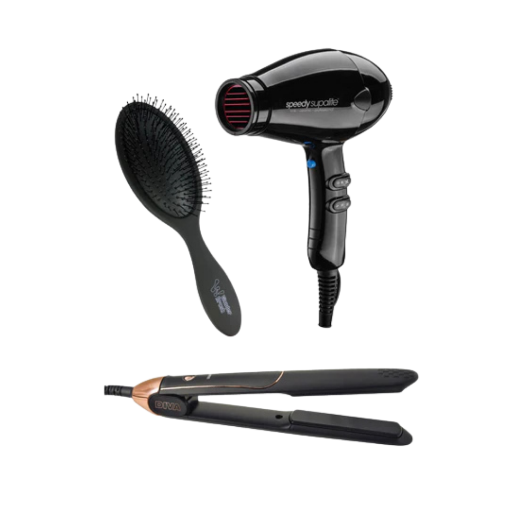 Speedy Supalight + Diva Glam Straightener + Wonder Brush Trio