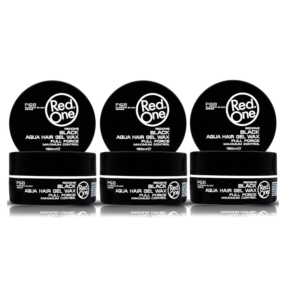 3 x RedOne Black Aqua Hair Styling Wax Full Force | 150 ml | Red One Wax