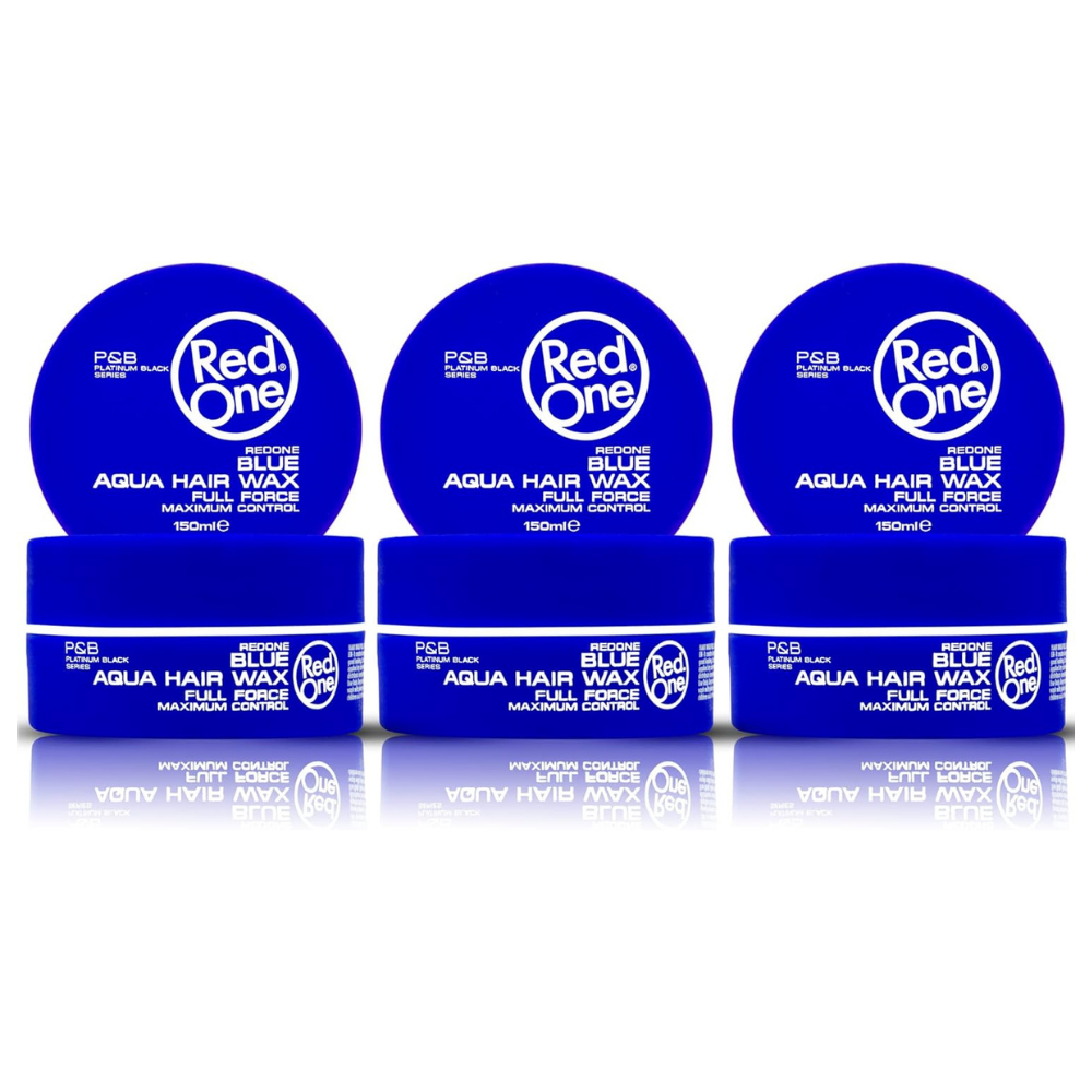 3 x RedOne Blue Aqua Hair Styling Wax Full Force | 150 ml | Red One Wax