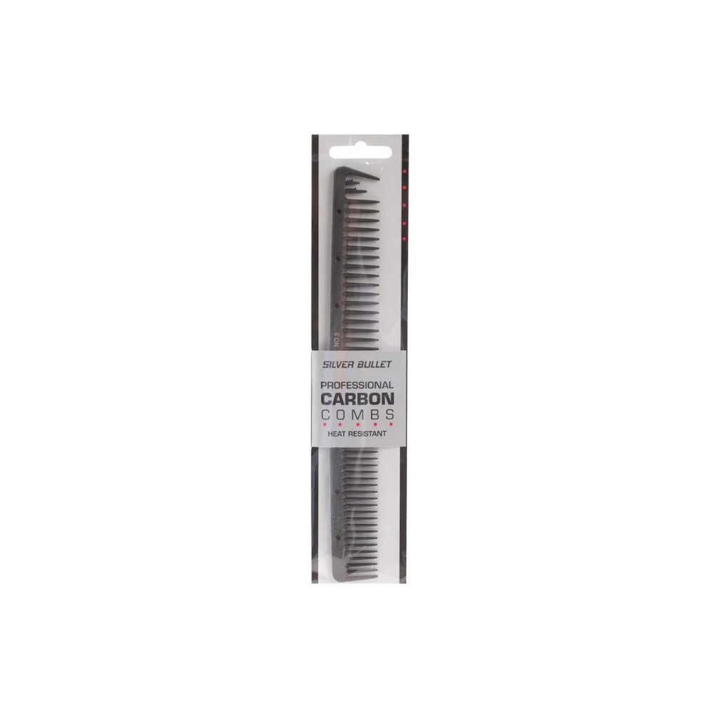 Silver Bullet Professional Carbon Wide Teeth Hair Comb - Anti-Static Styling