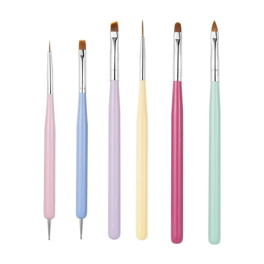 NBHS 6pcs Nail Art Brushes Set – Gel Extension, Liner & Painting Tools