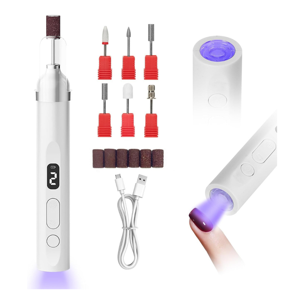 NBHS 2-in-1 Portable Nail Drill Kit with UV/LED Lamp – Rechargeable Tool