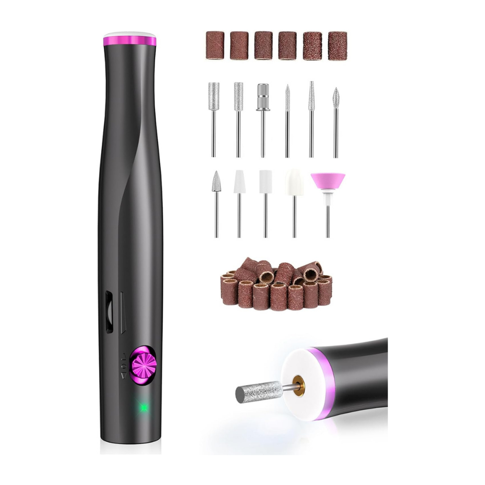 NBHS Cordless Rechargeable Nail Drill – 22,000 RPM Electric File (Gray)