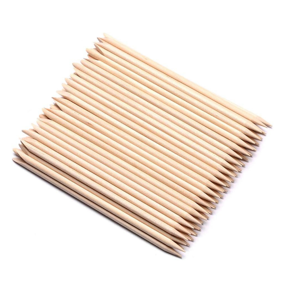 NBHS Borogo 100 Pcs Orange Wood Nail Sticks – Dual-End Cuticle Pushers