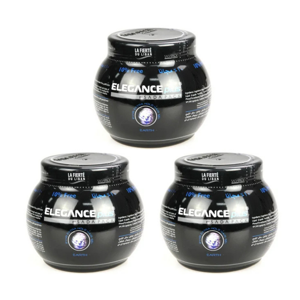 3x Elegance Hair Styling Gel Earth – 1KG for Extra Strong Hold