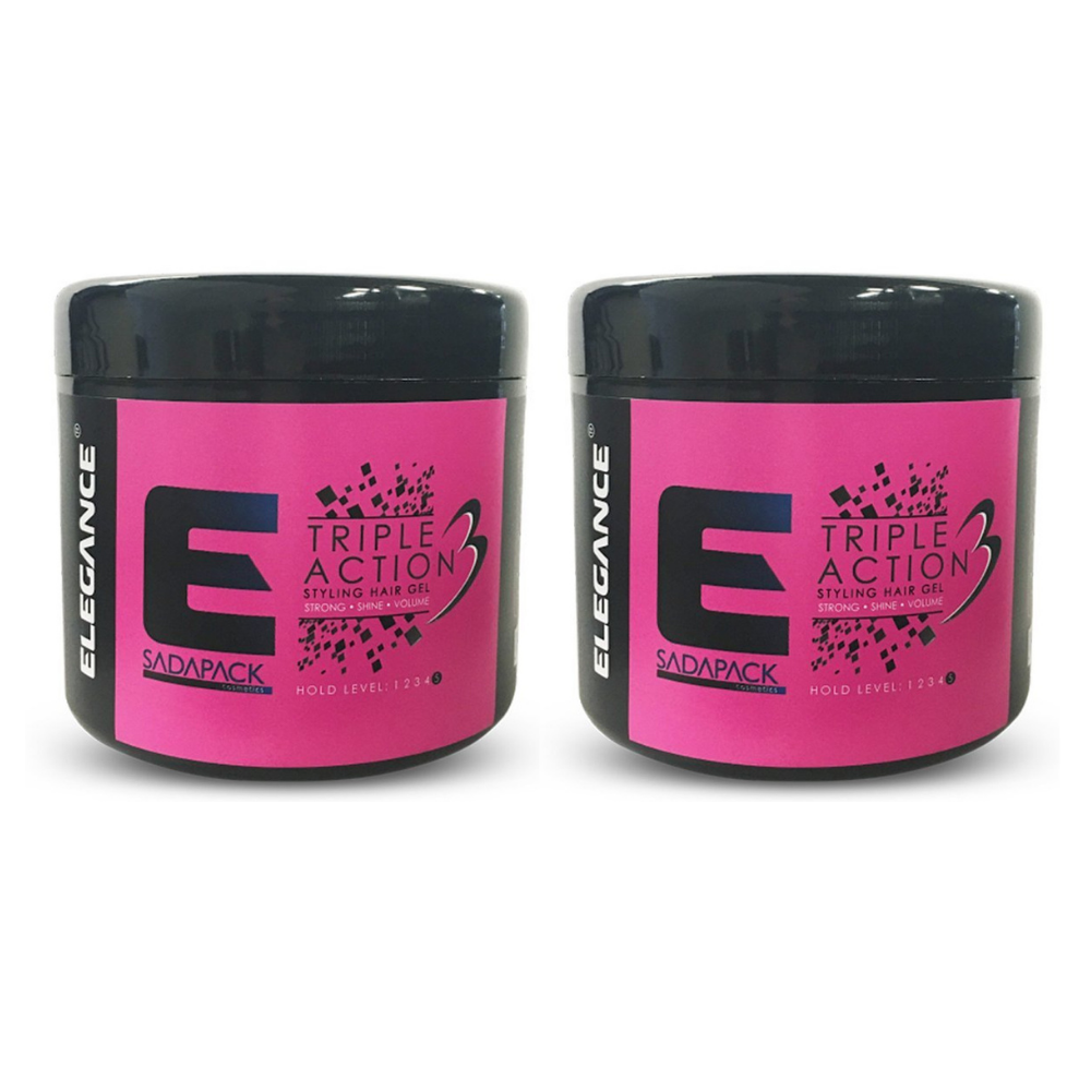 3x Elegance Triple Action Hair Gel – 500ml Pink