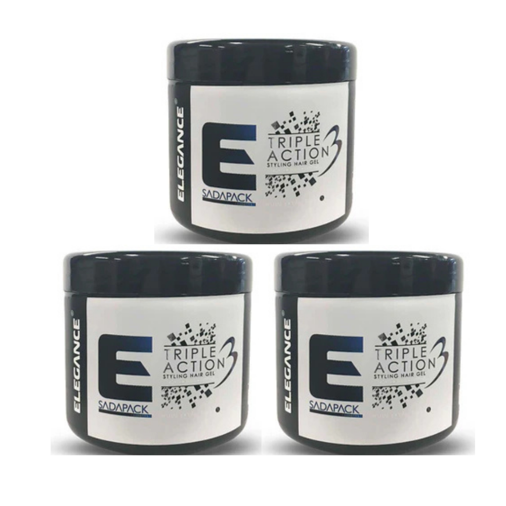3x Elegance Triple Action Hair Gel – 500ml Grey
