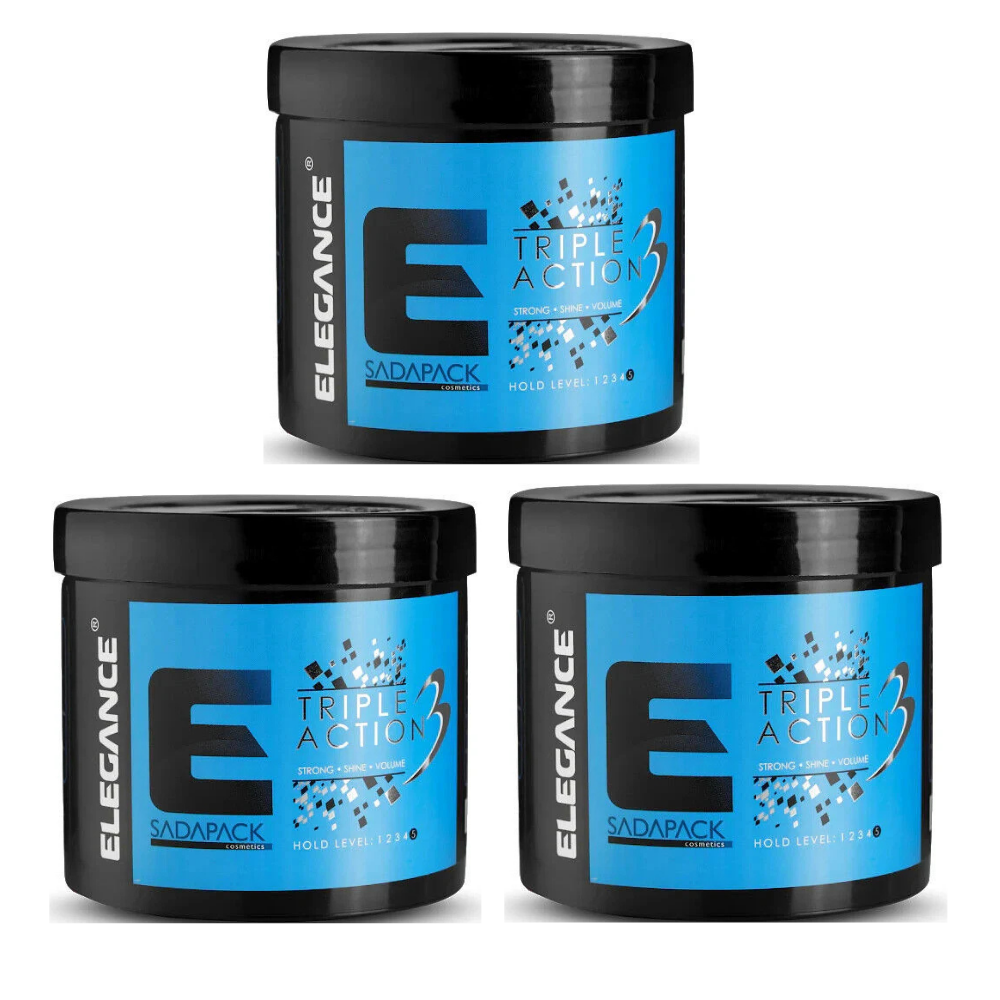 3x Elegance Triple Action Hair Gel – 500ml Blue