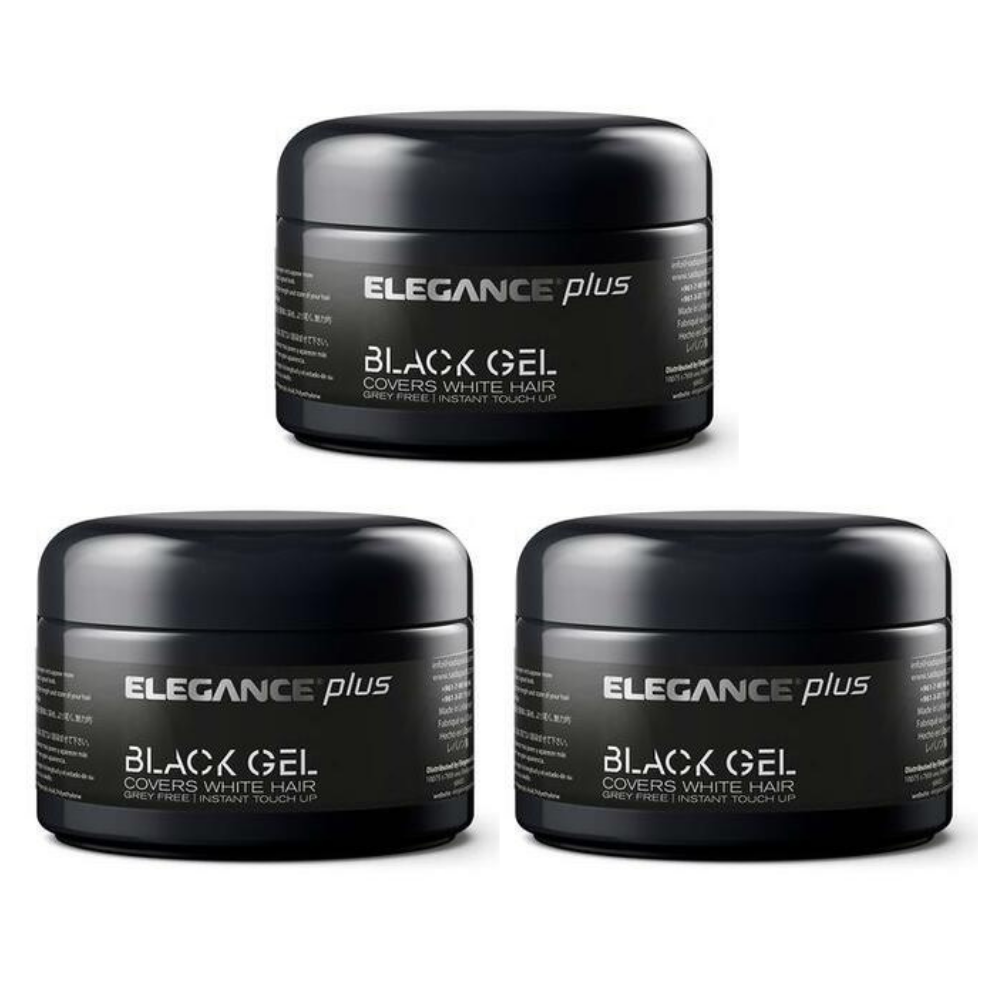 3x Elegance Hair Color Wax Gel - Black