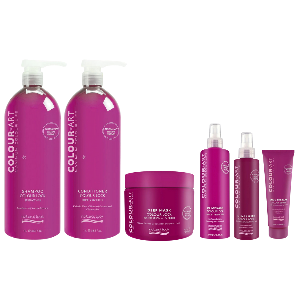 Natural Look COLOUR ART Shampoo&Conditioner 1L&Deep Mask&Detangler&Shine Spritz&Ends Therapy