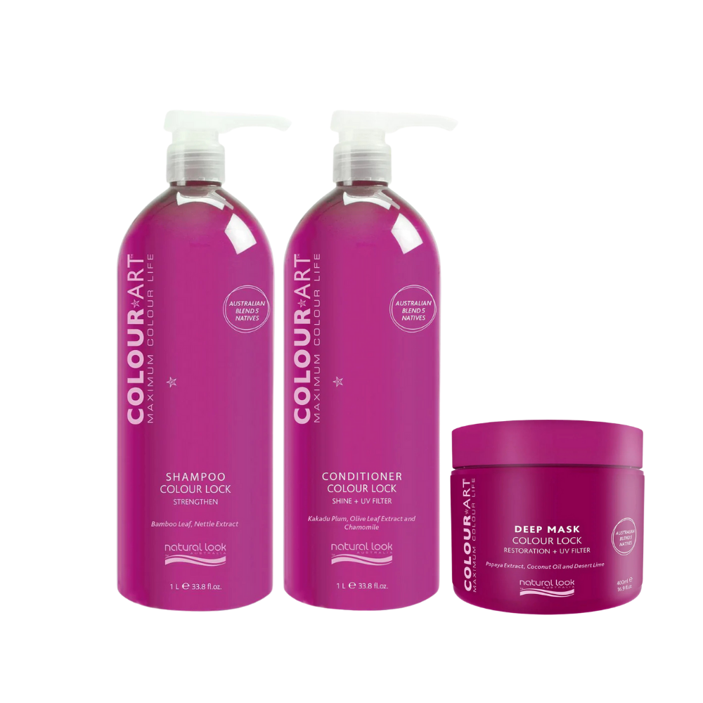 Natural Look COLOUR ART Shampoo&Conditioner 1L&Deep Mask&Detangler&Shine Spritz&Ends Therapy