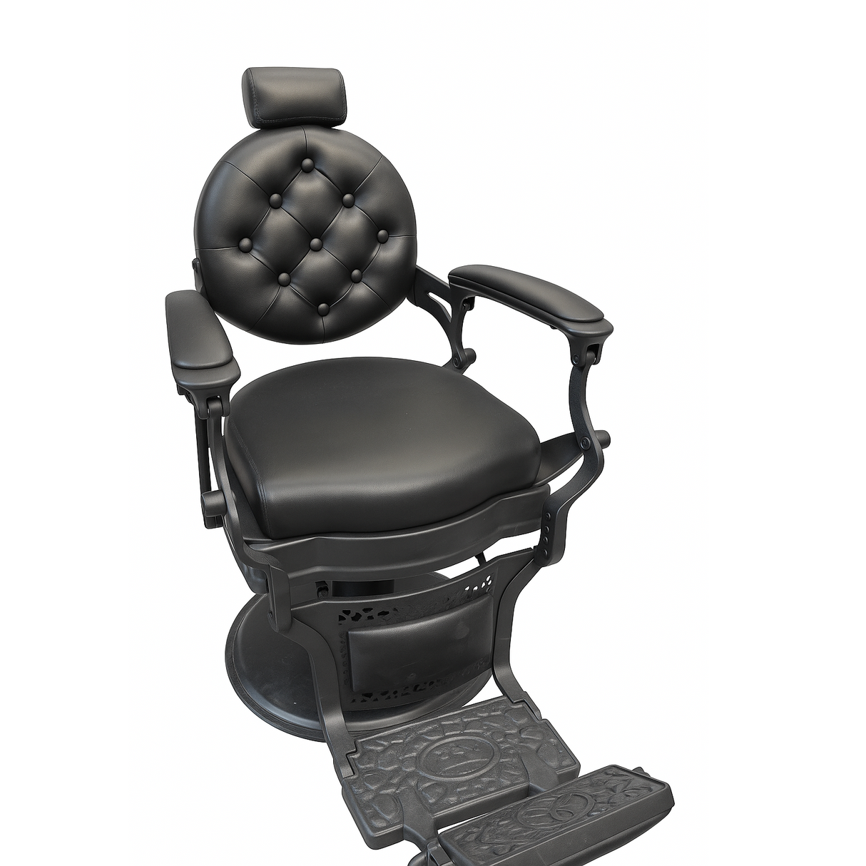 Full Black Barber Chair - Premium Hydraulic Model (7-Year Warranty)