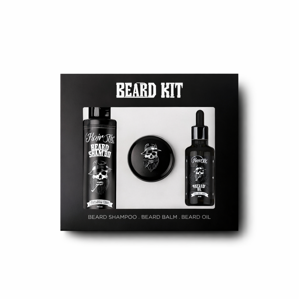 Hairotic 3-Piece Grooming Beard Kit Shampoo Balm Oil Made in UAE