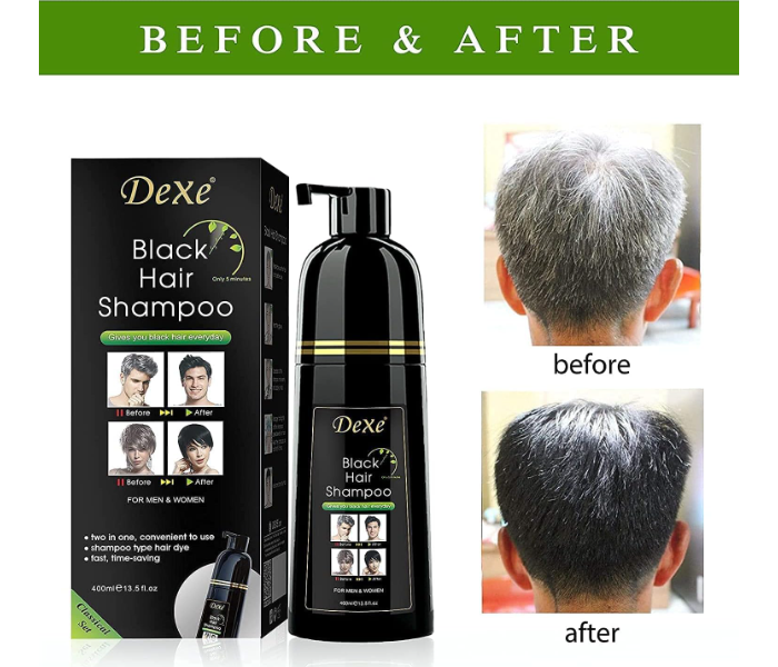Dexe Black Hair Shampoo – 400ml | 5-Minute Hair Dye with No Color Residue