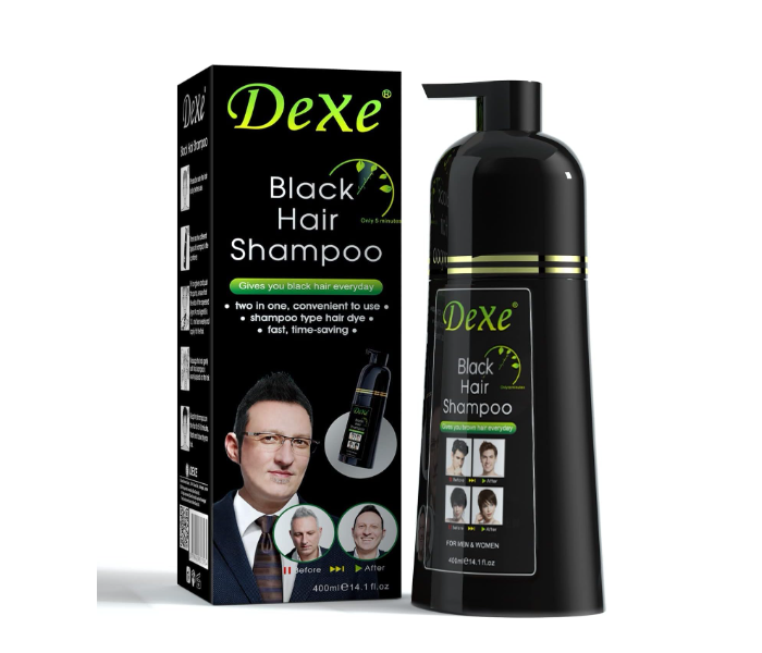 Dexe Black Hair Shampoo – 400ml | 5-Minute Hair Dye with No Color Residue