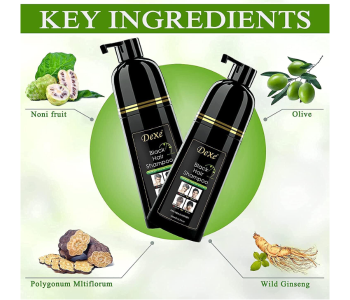 Dexe Black Hair Shampoo – 400ml | 5-Minute Hair Dye with No Color Residue