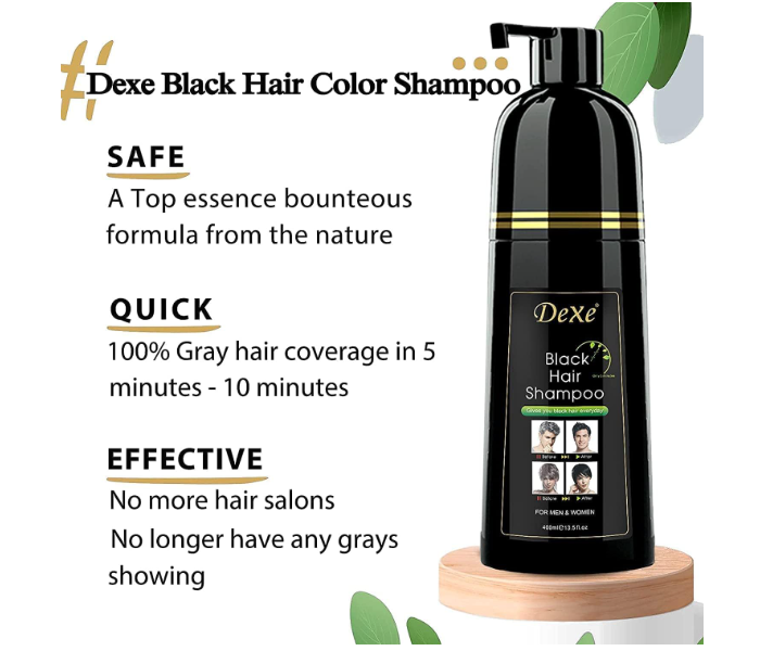 Dexe Black Hair Shampoo – 400ml | 5-Minute Hair Dye with No Color Residue