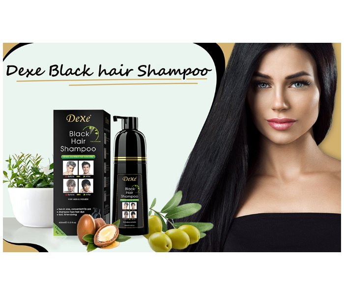 Dexe Black Hair Shampoo – 400ml | 5-Minute Hair Dye with No Color Residue