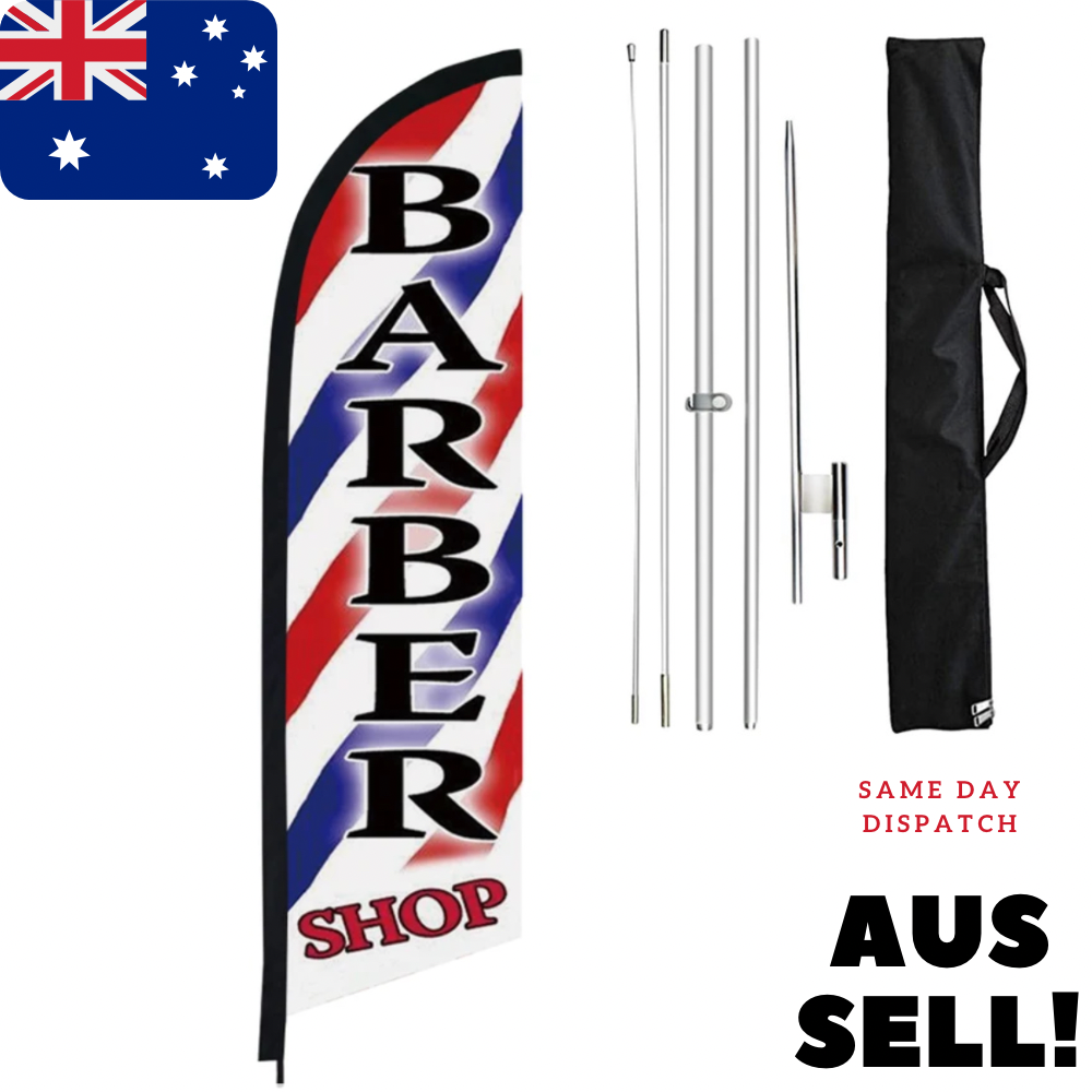 Barber Shop Flag Banner 3.4m Full Set + Bag