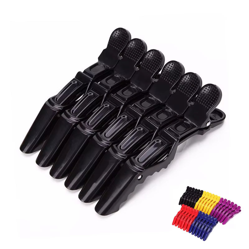 6pcs Hairdressing Hair Clip Salon Alligator Hair Clips Plastic Black