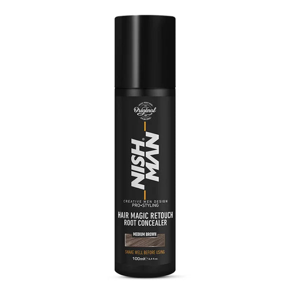 Nish Man Magic Touch Up Root Concealer Medium Brown 100ml