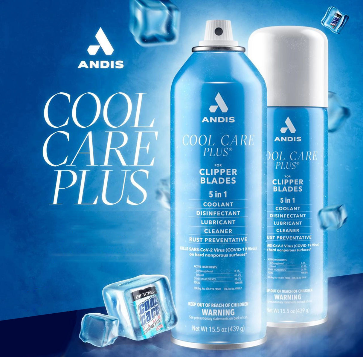 Andis Cool Care Plus 5 In 1 Blade Care Barber Disinfectant - 439G