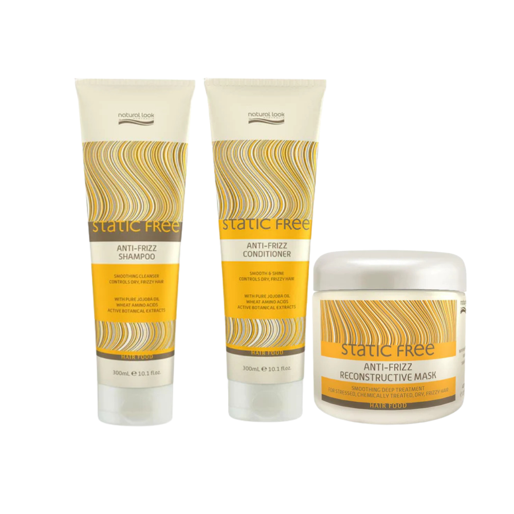 Natural Look Static Free Anti-Frizz Shampoo&Conditioner 300ML&Reconstructive Mask 400ML& Smooth Operator 150ML&Shine Spritz 125ML&Argan Oil Hair Treatment 120ML&Shine Serum 50ML